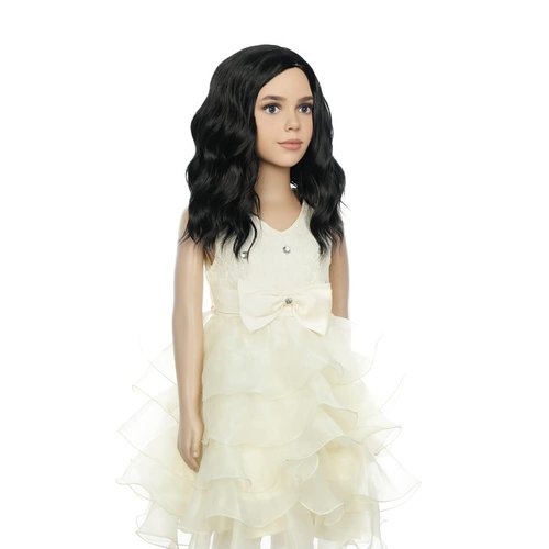 PATTNIUM Kids Child Black Wig Short Wavy Wig Black Wig for Girls Black Bob Wig Synthetic Hair Cosplay Halloween Party Costume Daily Wear Wig (Black)