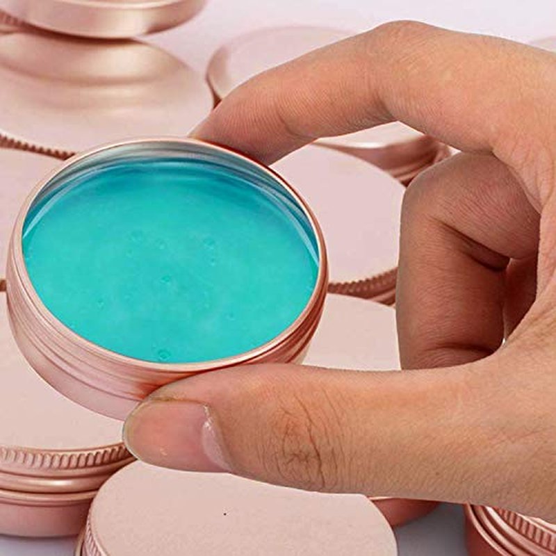 1 Ounce Aluminum Tin Jar Refillable Containers 30ml Aluminum Screw Lid Round Tin Container Bottle for Cosmetic, Lip Balm, Cream, 20 Pcs Rose Gold