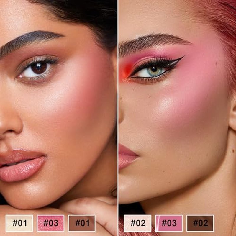 6 Colors Cream Contour Stick Makeup Kit,Shades with Highlighter Stick,Blush Stick and Bronzer Contour Stick for Sculpt the Cheeks,Long Lasting,Waterproof,Matte & Dewy Finish for Woman (SET A)