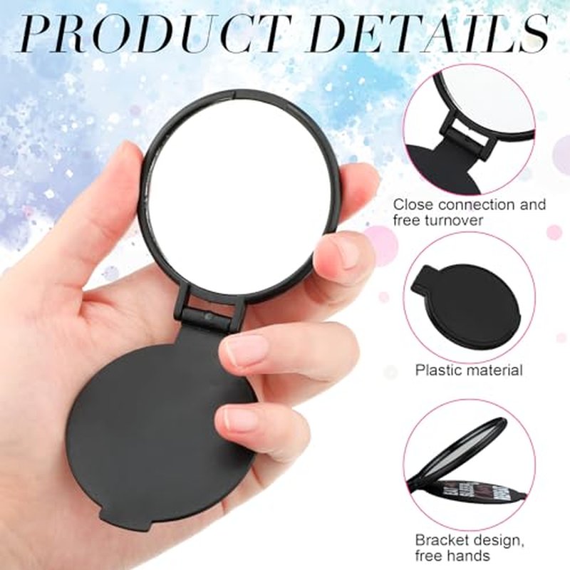 Wenqik 50 Pcs Cheerleader Mirror Gifts Cheerleading Compact Mirror Bulk Folding Pocket Mirror Cheer Party Favors for Team(Black Pink Cheer)