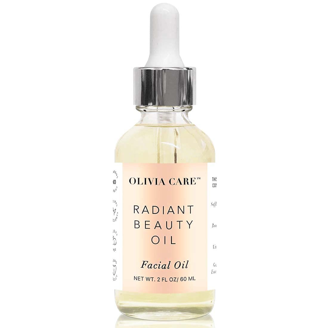 Olivia Care Facial Oil Infused with Argan, Safflower, Vitamin E & Geranium Essential Oil - All Natural - Hydrating, Anti-aging & Antioxidants - Remove Wrinkles & Clear Pores - 2 FL OZ