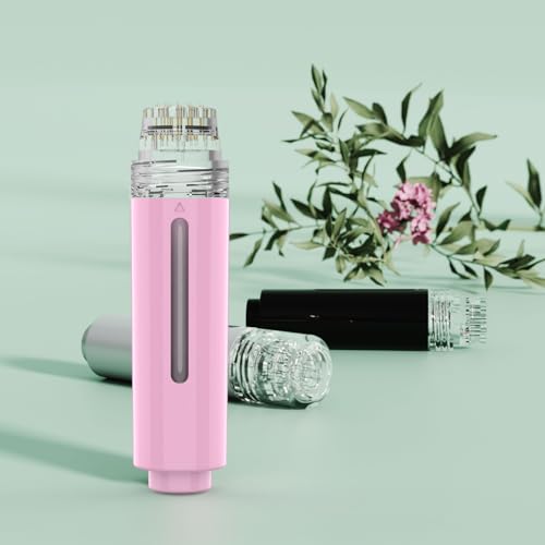 Titanium Derma Stamp Microneedle for Skin Care Face Lips Hair Scalp Derma Roller Alternative Beauty Tool Microneedling Serum Applicator Derma Stamp Pen (Pink)