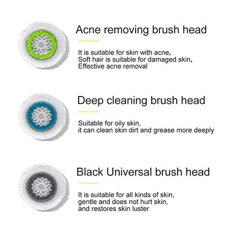 Replacement Facial Cleansing Brush Head Compatible with Clarisonic Mia 1, Mia 2, Mia Fit, Alpha Fit, Smart Profile Uplift and Alpha Fit (Blue1+green1, 2 Pack)