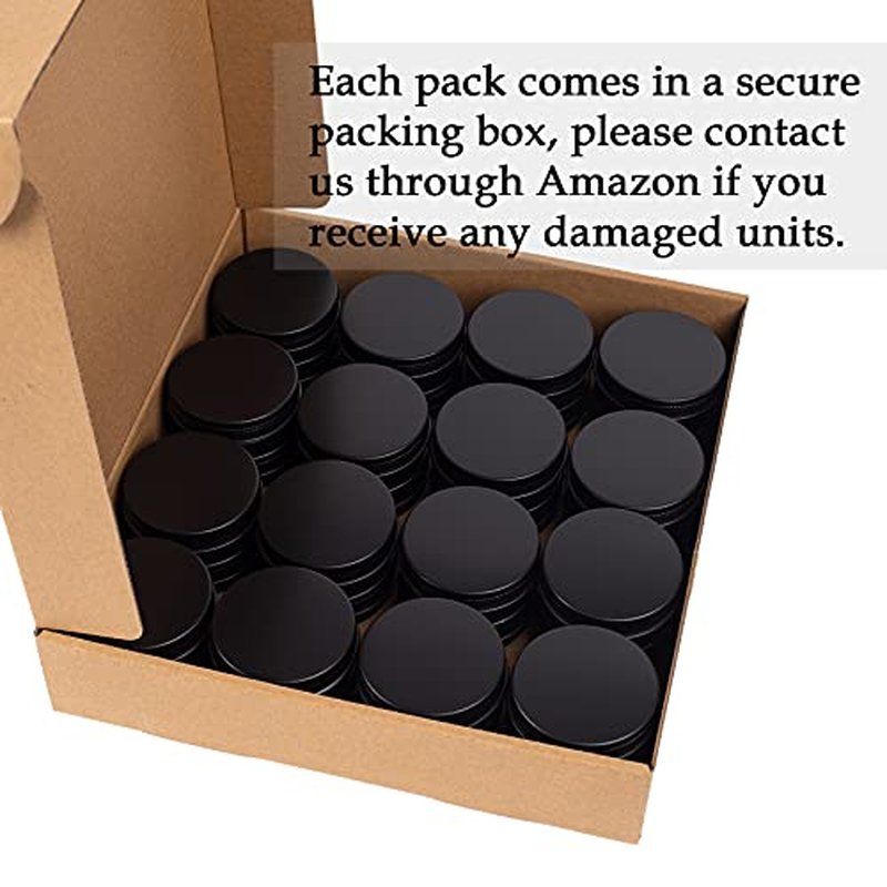 0.5 oz Screw Top Aluminum Tin Jar with Screw Lid and Blank Labels (Black - Pack of 32)