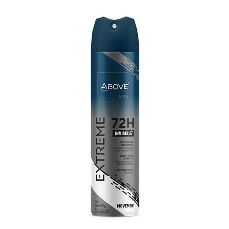 ABOVE Mens Deodorant Antiperspirant, 72 Hours (Extreme Men Movement) -Protects Against Sweat & Body Odor - Dry, No Stain & Moisturizing Instant Freshness - Deodorant Spray, Alcohol Free - 3.17 oz