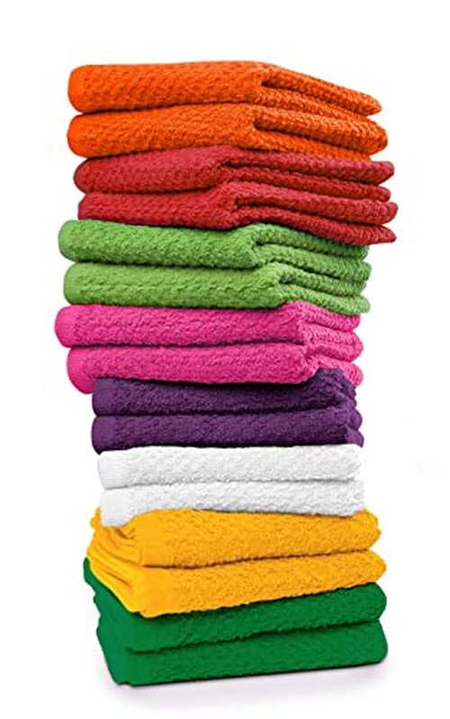 Tukasa Linens 16 Pack Cotton Washcloths for Body and Face, 12x12 Inches, Pack of 16, Multipurpose and Lightweight Wash Clothes for Face. Highly Absorbent - Travel and Bath Towel (Lime)