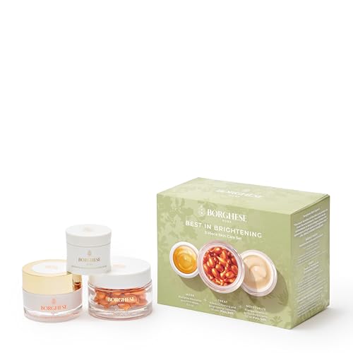 Borghese 3-Piece Best in Brightening Gift Set - Includes Firming Mask, Vitamin C Serum Capsules & Vitamin E Face Cream, Anti Aging Skin Care Set