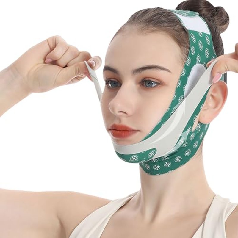 V-Line Mask Chin Up,Double Chin Reducer,Mask V Shaped,Adjustable Chin Strap for Women,Ohyesbae Face Slimming V Line Lifting Mask,Jaw Exerciser (Green)
