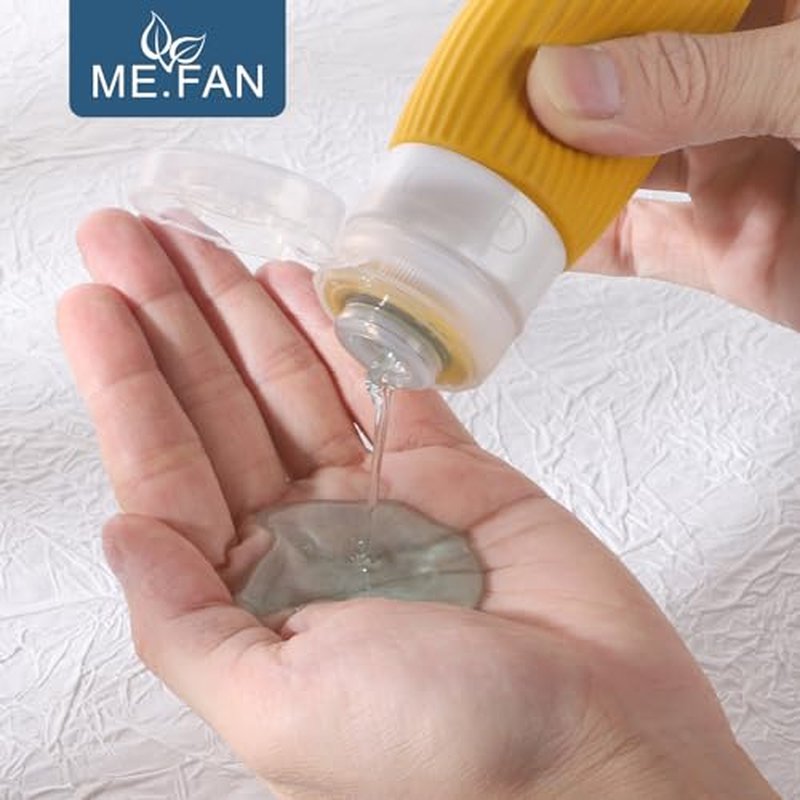 ME.FAN Travel Bottles for Toiletries, TSA Approved 3oz Silicone Travel Size Containers/Portable Split Bottle, Travel Accessories for Conditioner, Shampoo, Lotion - 4 Pack Yellow