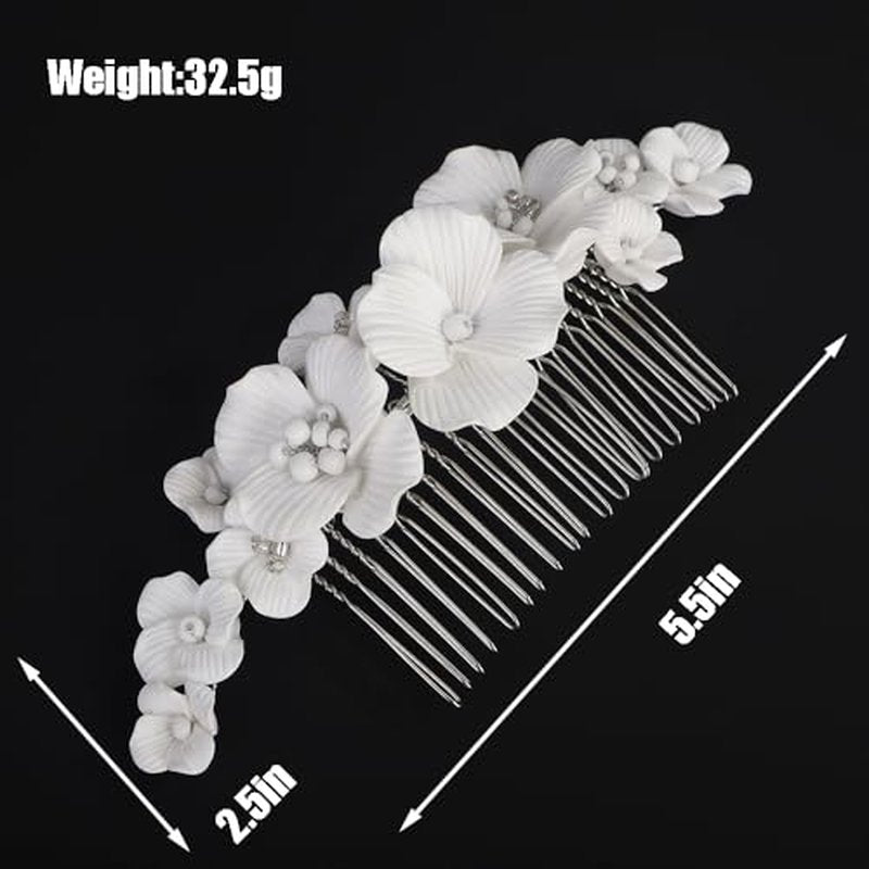 BERYUAN Flowers Wedding Hair Comb Bridal Elegant Flowers Headpiece Flowers Hair Side Comb Silver Wedding Hair Accessories for Women Girls (silver)