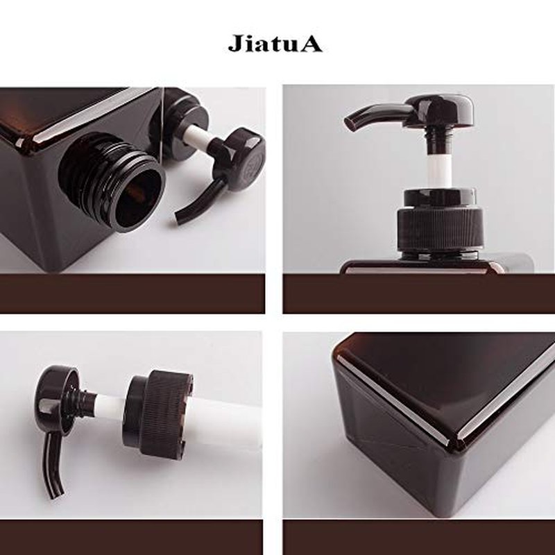 Pump Bottle, Refillable Plastic Empty Lotion Soap Dispenser Liquid Container for Bathroom Shampoo and Body Wash, 8.5oz/250ml Amber 2 Pack