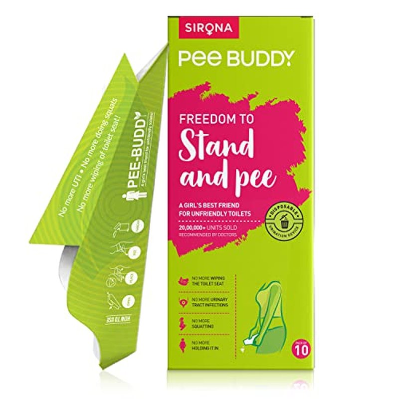 Pee Buddy 10 Funnels Portable Female Urination Device | Disposable Female Urinal Funnel | Travel, Camping & Hiking and Outdoor Activities | Foldable and Compact Stand and Pee Funnel for Women, Girls