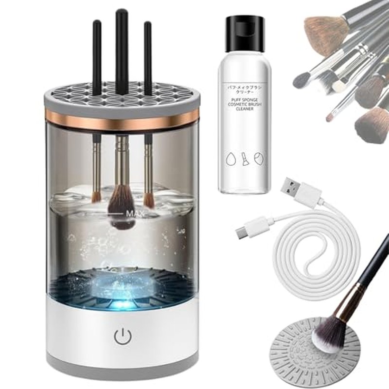 Rinse Hero Brush Cleaner, 2025 New Rechargeable Electric Makeup Brush Cleaner Machine, Beauty Swirl Cosmetic Brush Cleaner, Automatic Make up Brush Cleaner with Cleaning Agent (Black, Charging)