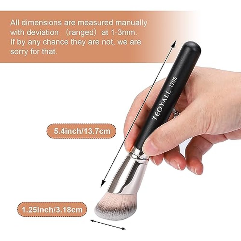 TEOYALL Foundation Contour Brush Set, 2PCS Angled Synthetic Kabuki Brush for Blending Setting Concealing Buffing with Liquid, Cream and Powder Cosmetic (170S/270S)