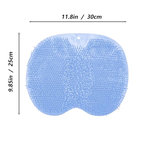 Shower Foot and Back Scrubber Mat,Wall Mounted Shower Foot Scrubber with Suction Cups,Exfoliating Silicone Massage Foot Cleaner for Shower(Blue)