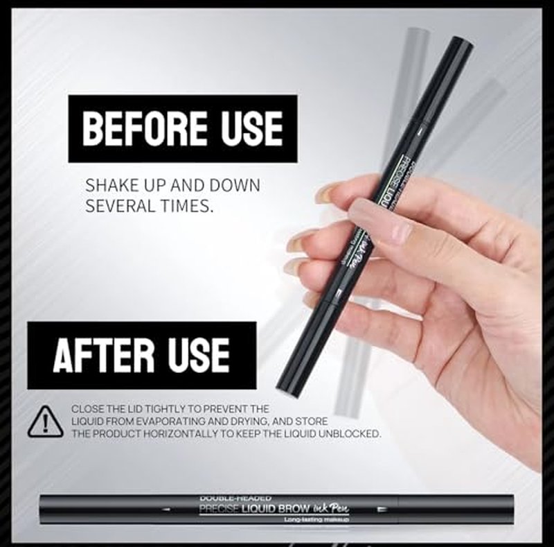Black Eyebrow Pen Liquid Eyebrow Pencil 2 in 1 Dual-Ended Eye Brow Pencils for Women Waterproof Natural Brow Pencils and Precise Brush Tip Create natural hair like eyebrows that last all day # 05