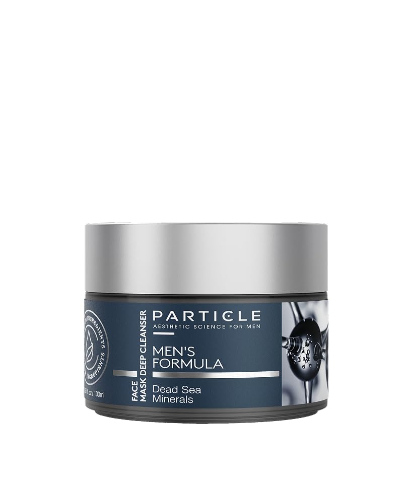 Particle Mineral Face Mask for Men, Hydrating and Deep Cleansing Clay with Charcoal, Aloe Vera, Panthenol & Dead Sea Minerals, Men's Cleanser, Refreshing Weekly Skin Care Routine, 3.38 FL OZ