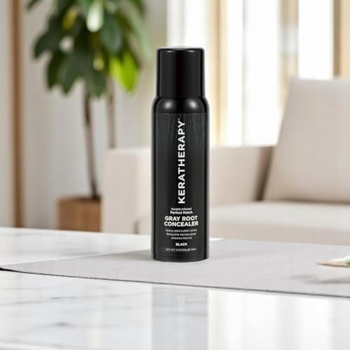 Keratherapy Keratin Infused Perfect Match Gray Root Concealer Spray, Light Brown, 3 oz, 118ml - Root Cover Up Spray to Hide Gray Roots - Keratin Therapy Hair Darkening & Temporary Scalp Concealer