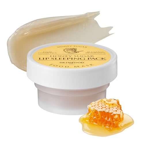 SKINFOOD Honey Sugar Lip Sleeping Mask, Lip Mask for Overnight, Korean Lip Care Product for Severely Chapped Lips, Hydrating Lip Butter for Dry Lips, Manuka Honey Lip Balm (0.71 fl. oz.)