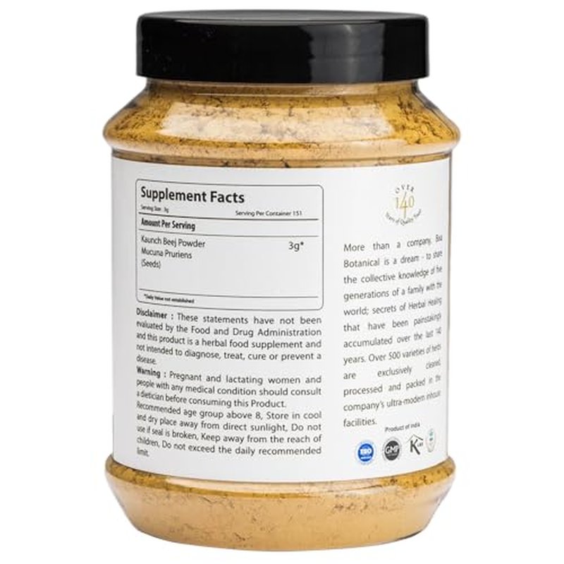 bixa BOTANICAL Mucuna Pruriens Powder (Velvet Bean Powder/Kapikacchu) ǀ Ayurvedic Herbal Supplement ǀ Energy Booster | 200 Grams / 7 OZ | Gluten Free, Non-GMO, Steam Sterlized, Vegan, 100% Pure.