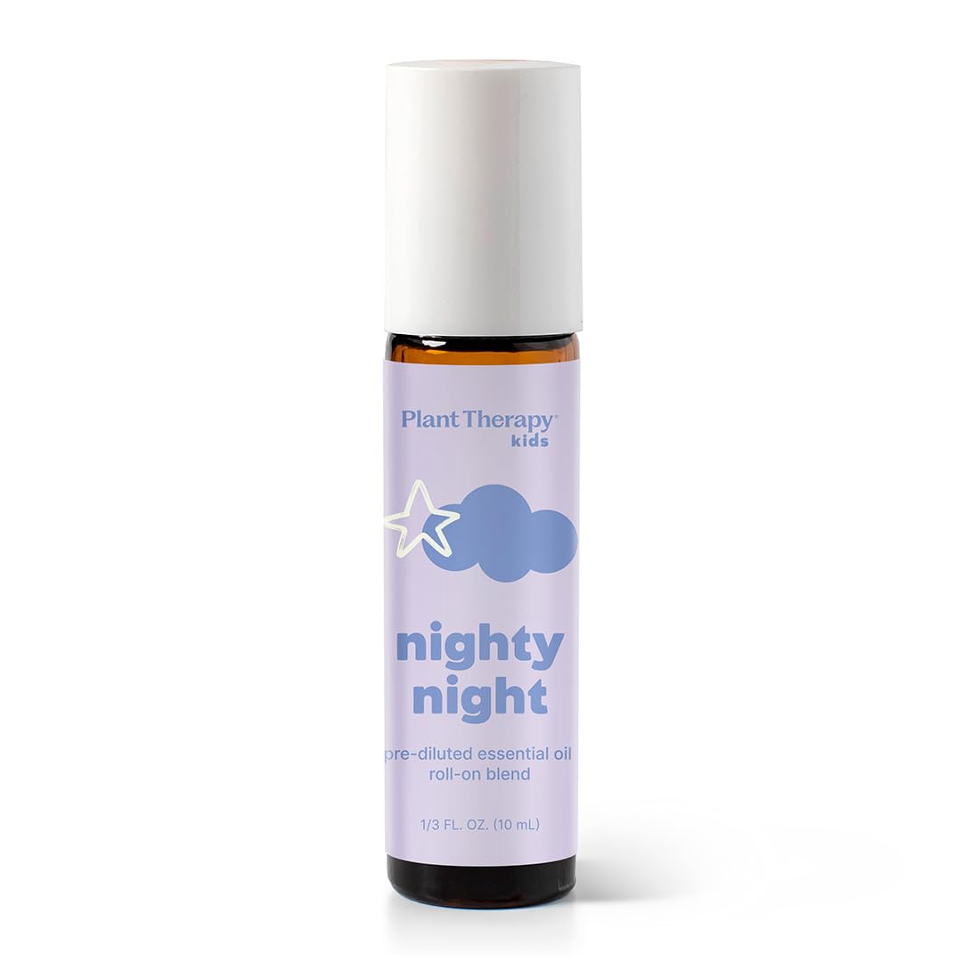 Plant Therapy Kids Nighty Night Essential Oil Blend for Sleep, 10 mL (1/3 oz), Pre-Diluted Roll-On for Convenience, Support a Restful Night's Sleep