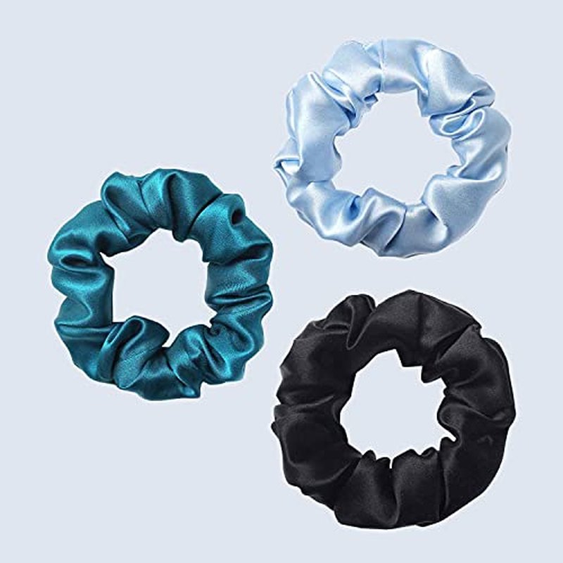 ZIMASILK 22 Momme 100% Pure Mulberry Silk Skinny Scrunchies for Women, Hair-Friendly & Luxurious Elastic Scrunchies Set (5 Scrunchies)