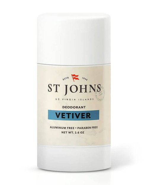 St Johns Vetiver Aluminum Free Deodorant | Long-Lasting, Odor Resistant, & Soothing | Clear Deodorant Stick | Odor-Free Deodorant Made of Natural Compounds | Vetiver Deodorant For Men (2.6 oz Stick)
