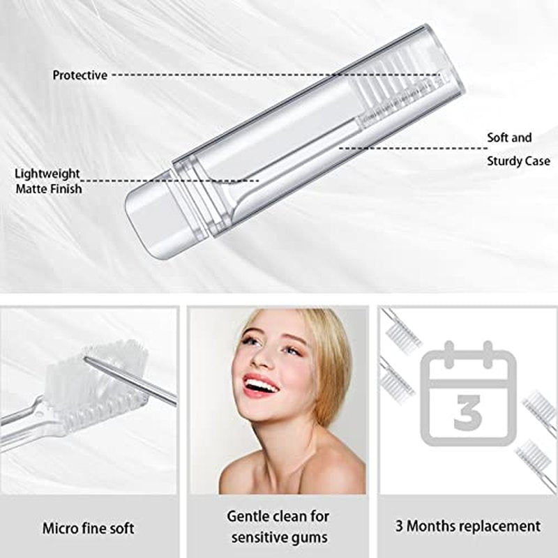 Rtteri 50 Pcs Travel Toothbrush Kit Bulk Folding Toothbrush with Toothbrush Cover Transparent Potable Travel Size Mini Toothbrush Small Foldable Manual Tooth Brushes for Adult Camping School
