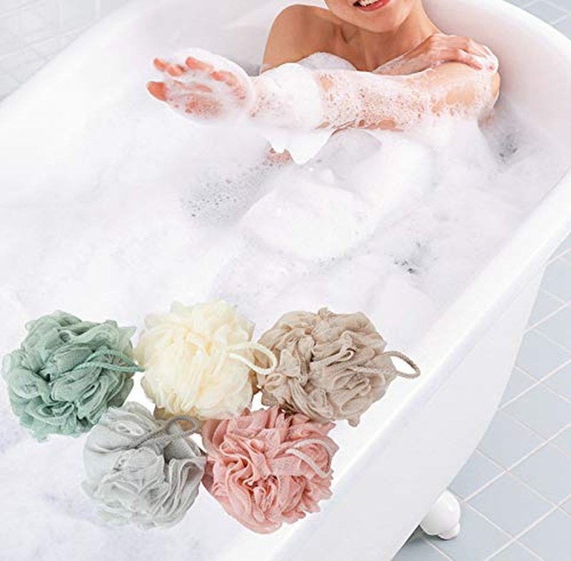 KAKOOI Bath Sponges, Shower Loofah for Body Exfoliation(3 pcs, Brown&Gray&Pink)