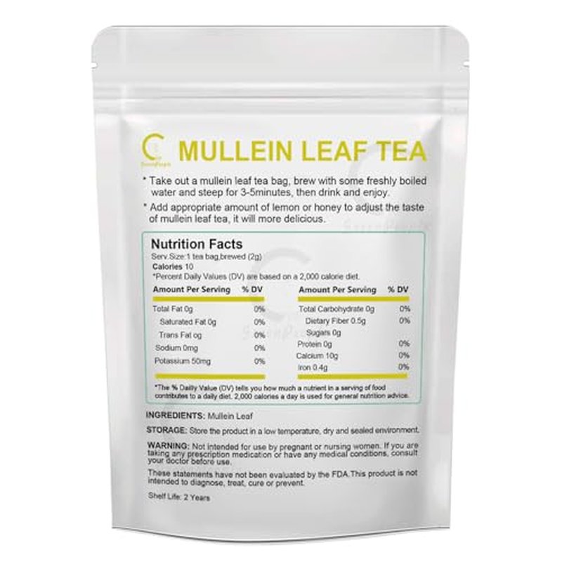 Mullein Leaf Tea for Lungs Cleanse, Immune and Respiratory Support, 100% Natural Lung Tea with Organic Mullein Leaf, Caffeine Free, 28 Tea Bags