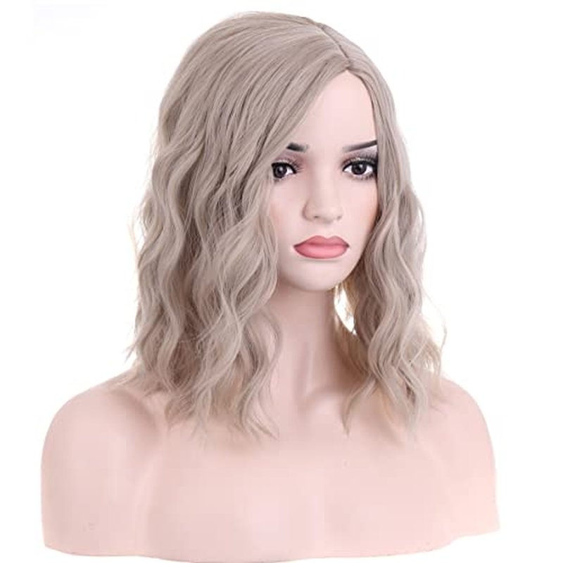 BERON 14 Inches Hot Pink Wig Short Curly Bob Wig Hot Pink Wigs Charming Women Girls Beach Wave Wigs for Daily Party Wig Cap Included