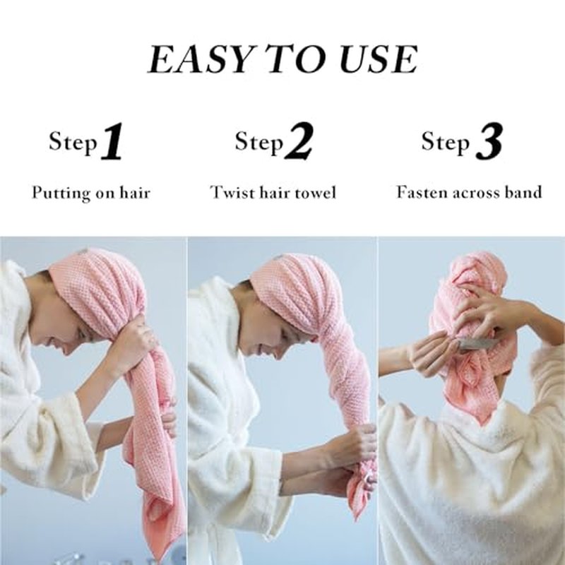 Wuwahold Microfiber Hair Towels, Waffle Hair Towel Set, Super Soft Highly Absorbent, Sturdy Quick Drying Turbans for Long, Thick, Curly Hair (5 Pack, 40" x 20")
