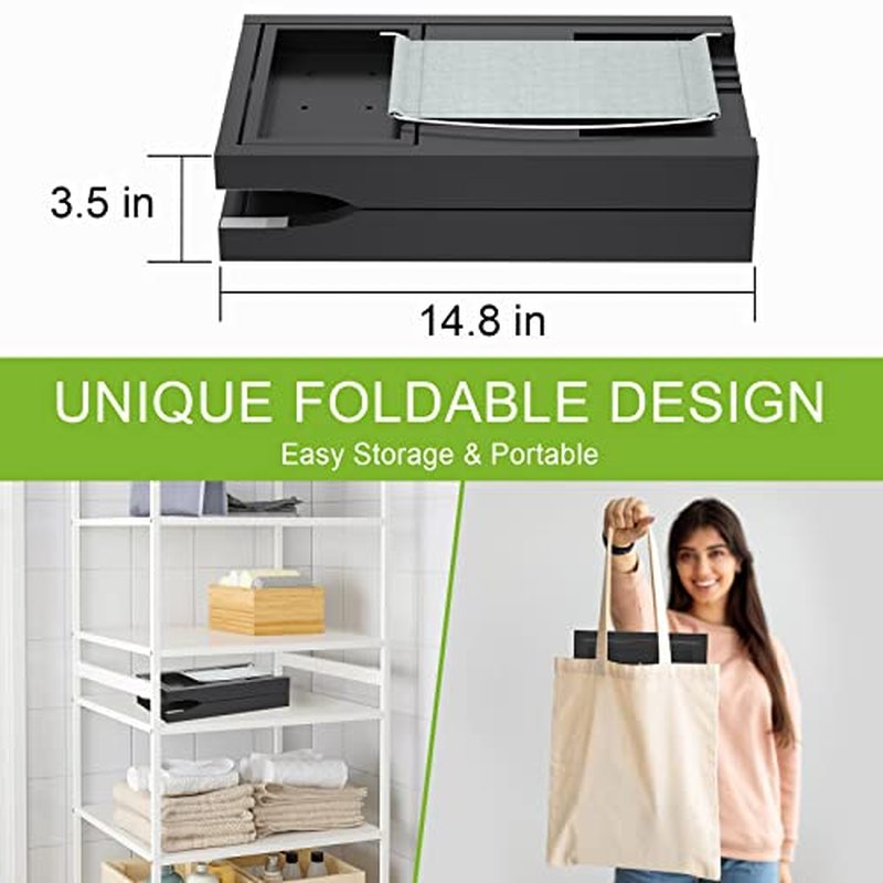 Luxury Bathtub Caddy Tray for Tub - Foldable Bamboo Bath Table Tray with Book and Wine Glass Holder, Expandable Bathroom Accessories for Spa or Reading Lite Style,Black