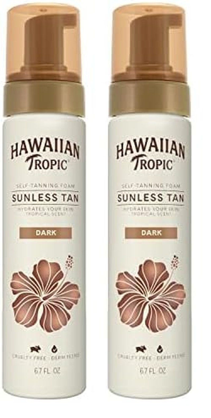 Hawaiian Tropic Sunless Tanning Foam, Moisturizing Self Tanner, Dark, 6.7 oz (Pack of 2)