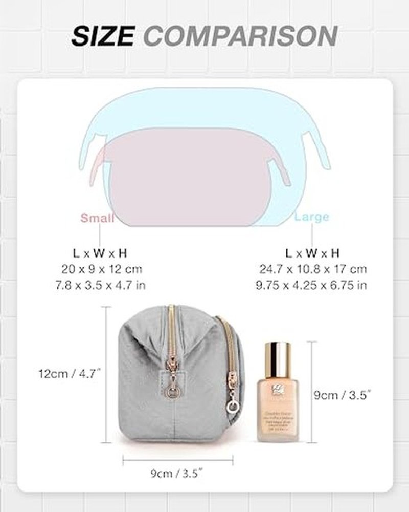 BAGSMART Travel Makeup Bag, Cosmetic Bag Make Up Organizer Case,Large Wide-open Pouch for Women Purse for Toiletries Accessories Brushes Grey