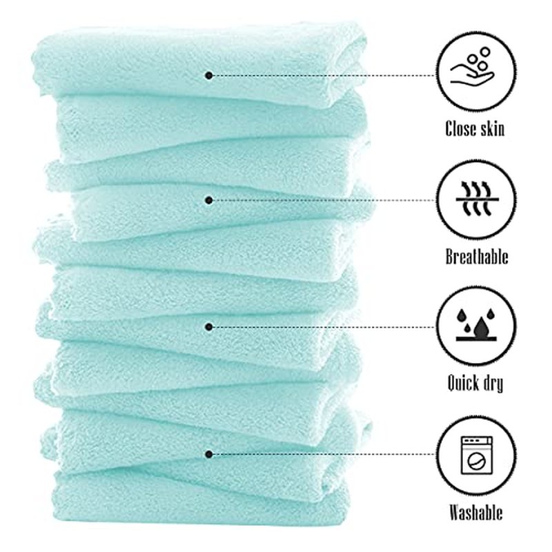 TENSTARS 12 Pack Premium Washcloths Set - Quick Drying- Soft Microfiber Coral Velvet Highly Absorbent Wash Clothes - Multipurpose Use as Bath, Spa, Facial, Fingertip Towel (Frozen Blue)