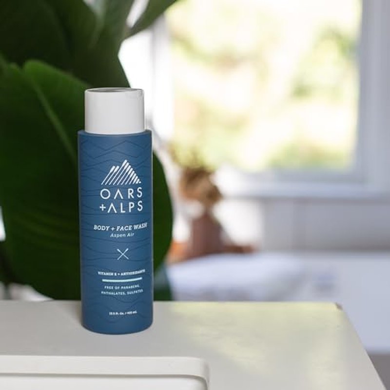 Oars + Alps Mens Moisturizing Body and Face Wash, Skin Care Infused with Vitamin E and Antioxidants, Sulfate Free, Aspen Air, 3 Pack