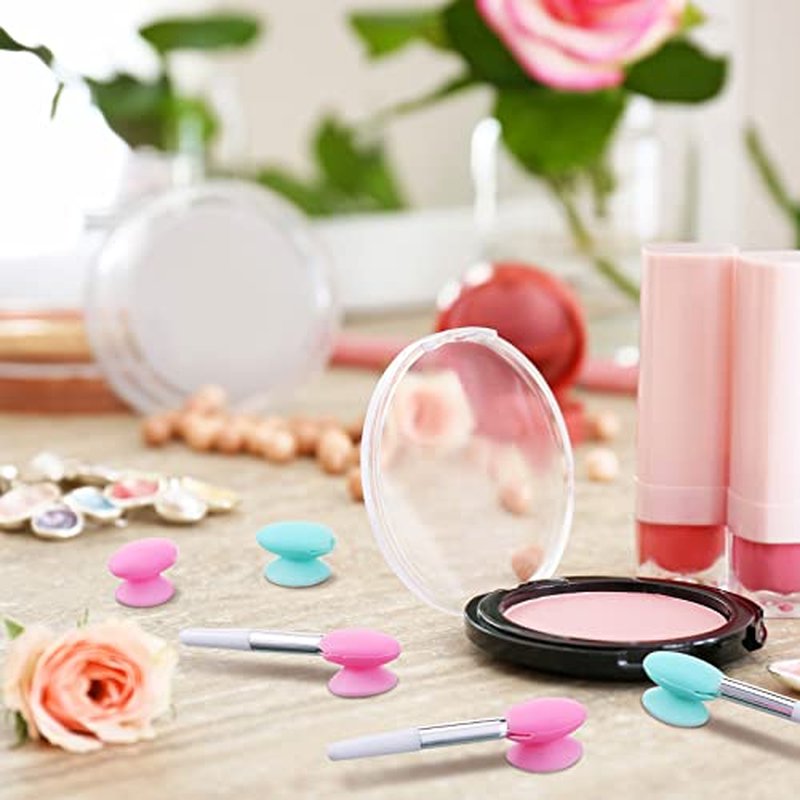 20 Pcs Silicone Lip Brush Covers and Lip Brushes for Lipsticks, Lip Gloss, Lip Balm and Other Cream Makeup Products (Pink, Green)