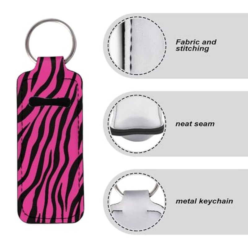 SEANATIVE Zebra Print Lipstick Holder Lipstick Holder Keychain Sleeve Lipstick Pouch Lip Balm Holder Sleeve Portable Key Chains to hold Travel Daily Accessories