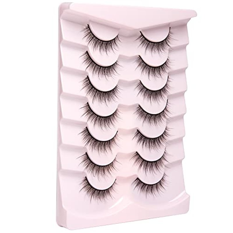 Onlyall Natural Lashes Wispy Lashes Natural Look False Eyelashes Natural Flared Eyelashes False Eye Lashes Soft Fluffy Lashes 7 Pairs DK56