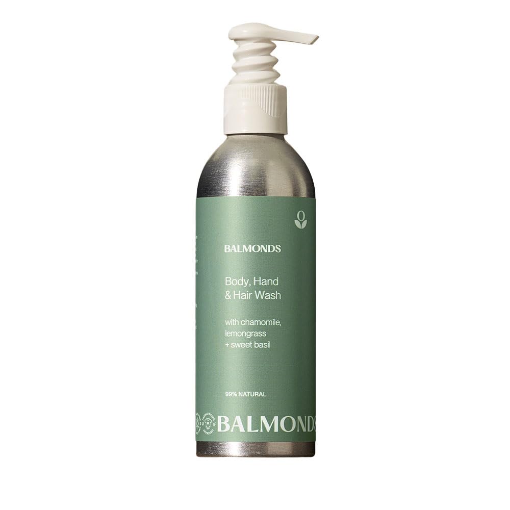 Balmonds Body, Hand & Hair Wash - 100% Natural Shampoo & Body Wash For Dry & Sensitive Skin, Soap Free, Vegan & Cruetly Free (7.1 oz)
