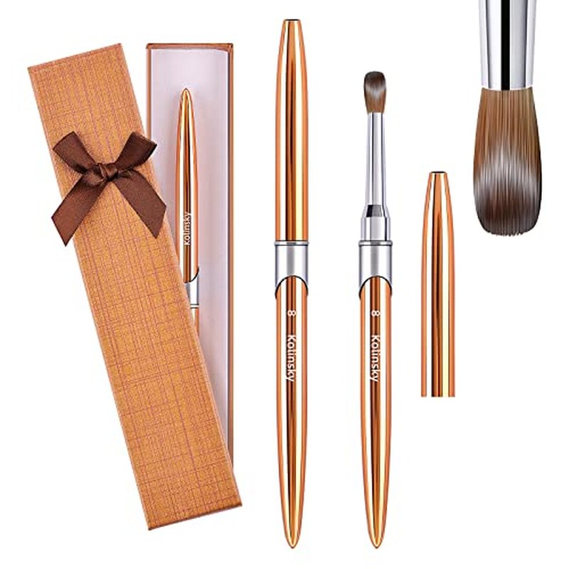 100% Kolinsky Acrylic Nail Brush Size 8,3D Nail Brushes for Acrylic Application Pure Handmade Round Shape,Professional Nail Art Brush Manicure for Women (#8)