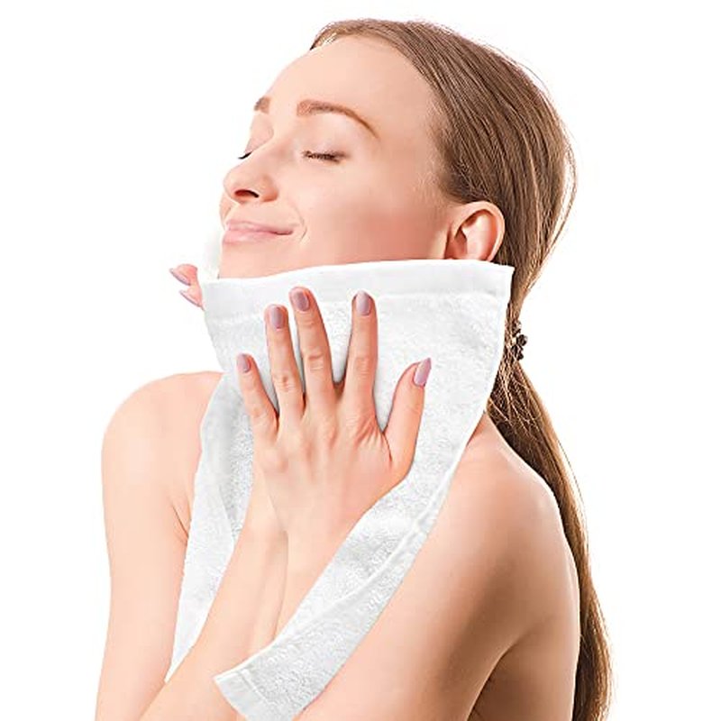 Yoofoss Luxury Washcloths Towel Set 10 Pack Baby Wash Cloth for Bathroom-Hotel-Spa-Kitchen Multi-Purpose Fingertip Towels & Face Cloths - White