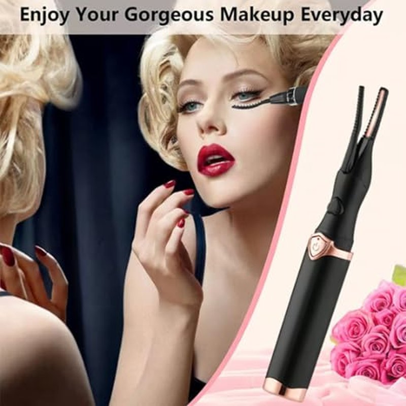 Electric Eyelash Curler for Instant Glam, 2025 New Heated Eyelash Curler, Electric Eyelash Curler, Mini USB Rechargeable Finalize Eyelash Tool, Fast Heat up in 8s & 3 Heat Modes (Black)