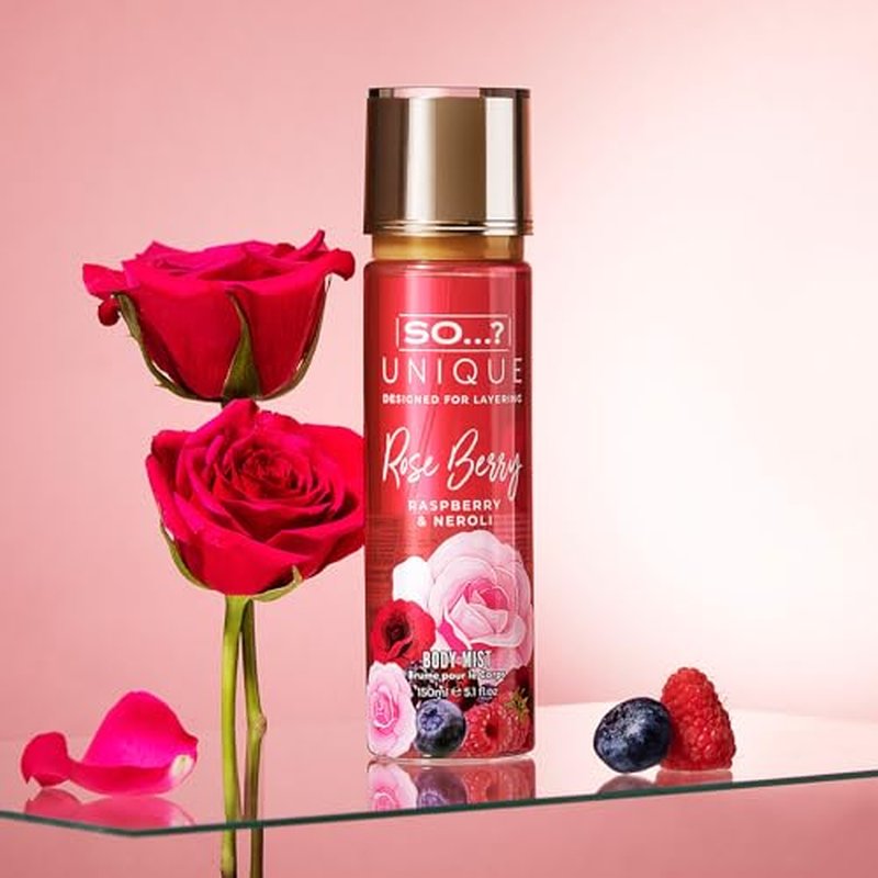 So...?…?… Unique Rose Berry Body Mist - Floral, Fruity Body Spray for Women - Perfume for Women with Rose, Vanilla, Musk Notes - Gifts for Women - 5.1 oz (Pack of 3)