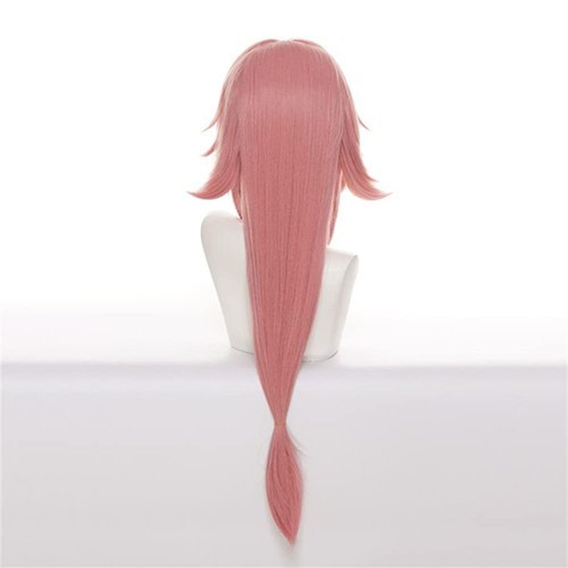 Mystylecos Genshin Impact Cosplay Yae Miko Wig Long Pink Wig with Bangs Halloween Costume Party Wig
