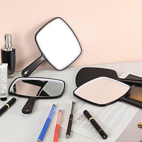 Geetery 12 Pcs Hand Mirror Handheld Cosmetic Mirror with Handle Makeup Mirror Wall Mount for Bathroom Home Barber Salon Travel Portable Beauty School Gift for Women Student 6.69 x 9.45 Inch (Black)