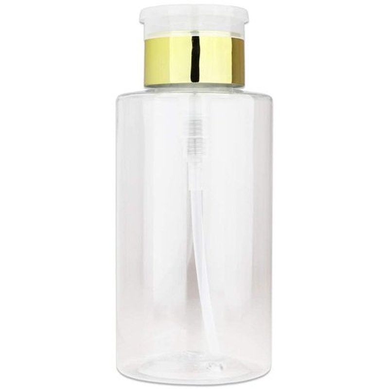10oz Push Down Pump Dispenser Flip Top Cap Refillable Empty Bottle - Color: Gold - Lockable Travel Cosmetic Packaging Empty Bottle for Nail Polish Manicure