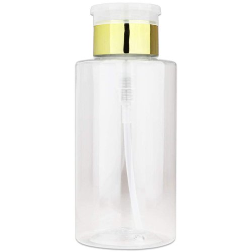 10oz Push Down Pump Dispenser Flip Top Cap Refillable Empty Bottle - Color: Gold - Lockable Travel Cosmetic Packaging Empty Bottle for Nail Polish Manicure