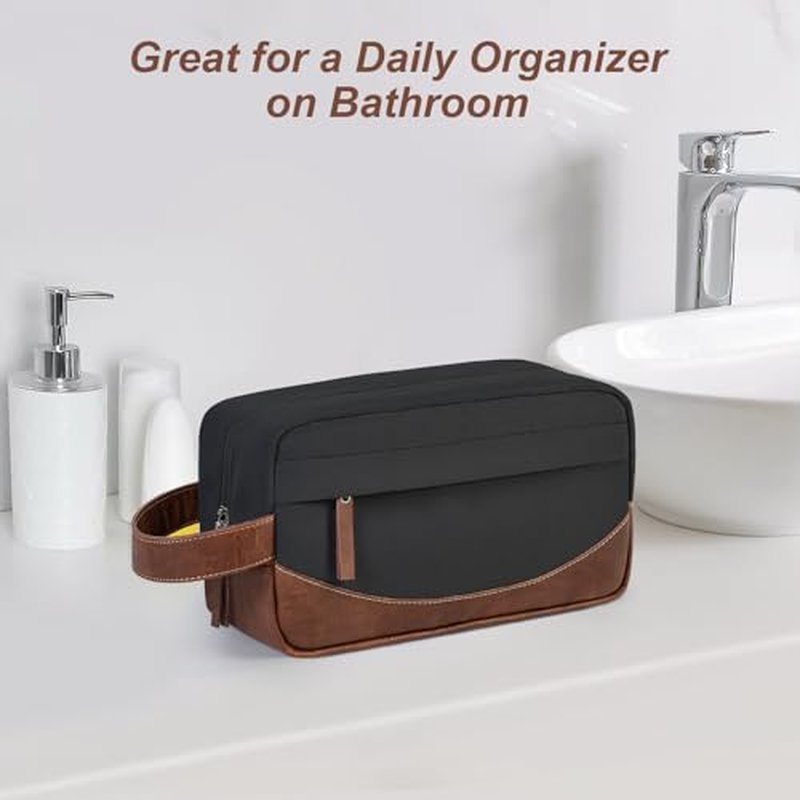 Ezday Travel Toiletry Bag for Men, Hanging Toiletry Organizer, Water Resistant Shaving Kit with Large Capacity for Travel Accessories (Black)